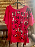 PINK TOP OVER BLACK SWEATS