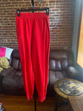 SHORT SLEEVED BROWN PLAID PRINT ON RED SWEAT SUIT